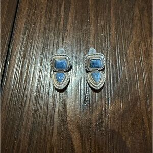 Thailand 925 Sterling Silver Lapis Lazuli Stone Earrings Dangle Posts